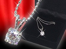 【豪華ケース付】２ct相当大粒czダイヤモンドネックレス♪(プラチナ仕上げ)N109WS