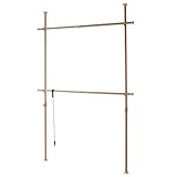 山善(YAMAZEN) 突っ張りポールハンガーラック ダブル (高さ190-260cm) ナチ...