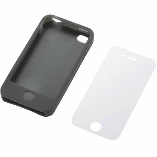 ELECOM iPhone 4用 シリコンケース 液晶保護フィルム付き ブラック MPA-P10SCBK