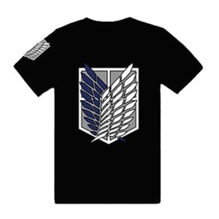 視線独占! 進撃の巨人!Tシャツ 重ね翼の紋章 サイズM 黒(ブラック)エレン・ミカサ コスプレ衣装 調査兵団【空縁隊】