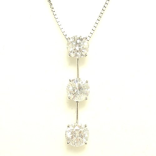 PTプラチナダイヤモンドネックレス トータル3.155カラット 宝石鑑別書付 CRDN8089 大粒 トリロジー 3石