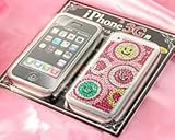 【SoftBank 専用】 iPhone専用 液晶保護フィルム&ジュエリーストーンステッカー スマイルトリオ