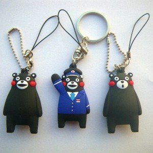 くまモン／くまもんグッズ／くまモンの立体ストラップ／キーホルダー／笑い顔／車掌バージョン／驚き顔／3個セット