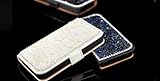 iPhone5/5s 手帳型 ケース カバー / スワロフスキー 【ホームボタン・お手入れシート付き】 白&白カバー