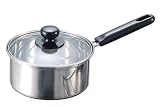 セイフル ステンレス製 ガラス蓋付 片手鍋 18cm H-1451