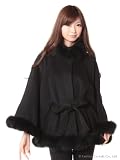 (セシルマクビー) CECIL McBEE ファーモチーフポンチョ風コート ブラック M