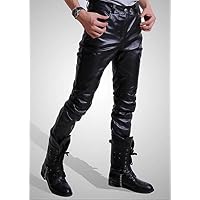 【Quents】胡坐もかけるレザー登場 !! 大きい サイズ も PU レザー チノ 革 パンツ メンズ 大人 用 (2.Lサイズ)