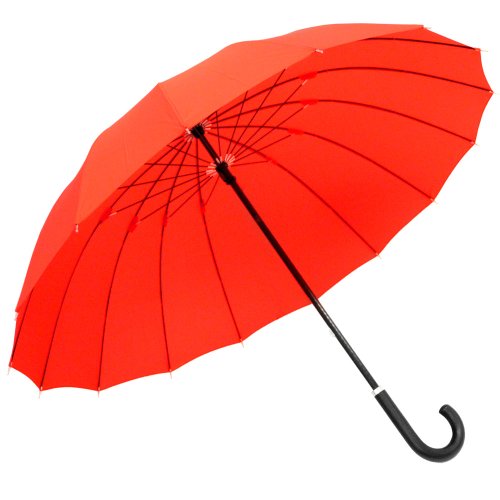 煌(kirameki) 16本骨傘 スカーレット (緋色) 【高強度で強風に強い/大きな親骨65cm/デュポン社製撥水加工】