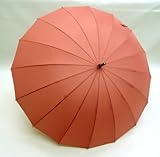 60cm 16本骨ポンジー軽量和傘 単色(レッド)