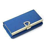 G.G.MAX 牛革 ハート バックル エナメル レディース 長財布 (ブルー)