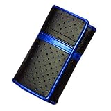 DIABLO 個性派 牛革 オリジナル パンチング ライン キーケース KA-1042 ブラック メタリック ブルー 黒 青