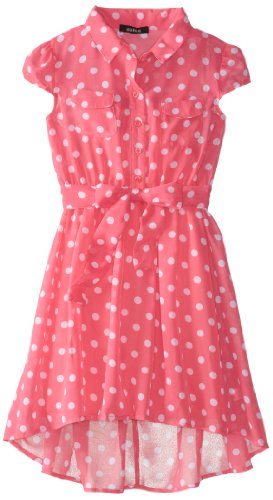 ZUNIE Girls 7-16 Short Sleeve Print Shirt Dress, Pink Dot, Medium/(10/12)