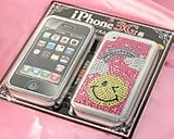 【SoftBank 専用】 iPhone専用 液晶保護フィルム&ジュエリーストーンステッカー スマイル