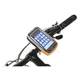 自転車マウントホルダー 簡易防水ケース付き スマートフォンや携帯電話対応 日本語取扱説明書付 オレンジ