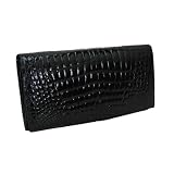 高級カイマンクロコダイル 女性用長財布（ベリー） ブラック BW-205-BK