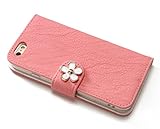 ma★cherie x 可愛いワンポイント ◎ iPhone6 4.7 インチ 手帳型 ケース - シンプル x 機能美 ★ カード収納 ・ スタンド機能 ・ ストラップホール ・ 良質なPUレザー ♪ (iPhone6 4.7 インチ, サーモンピンク（デイジー）)