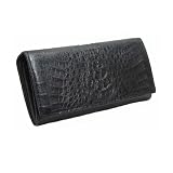 サンタマリア製 高級カイマンクロコダイル 女性用長財布（背鰐マットHB） ブラック SAFW-366-BK