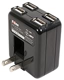 プロテック P-4WAY USBポート4基搭載コンパクトUSB ACアダプター PD-4BK ブラック iPod nano 4G,iPod touch,iPod classic,iPod shuffle,iPhone 3G,PSP,SONY WALKMAN,DSLite,各種携帯電話など急速充電、海外使用、同時充電可能