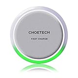 CHOETECH T518 (10W Max)　急速充電ワイヤレス充電器　光センサーを搭載するGalaxy Note 5, S7, S7 Edge, S6 Edge+及びすべてのQi enabled　デバイスに対応（USB ケーブル付属） ホワイト