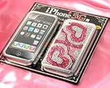 【SoftBank 専用】 iPhone専用 液晶保護フィルム&ジュエリーストーンステッカー ハートプッチ ピンク