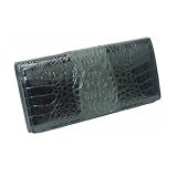 高級カイマンクロコダイル 女性用長財布（背鰐HB） ブラック AHW-205-BK