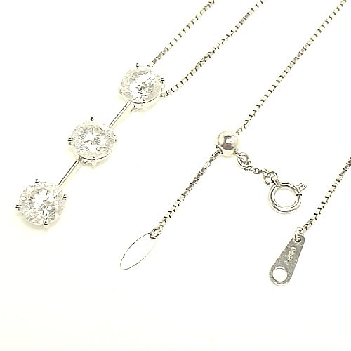 PTプラチナダイヤモンドネックレス トータル3.155カラット 宝石鑑別書付 CRDN8089 大粒 トリロジー 3石