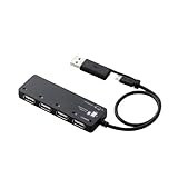 ELECOM USBハブ USB2.0対応 スマートフォン・タブレット用 microUSBケーブル+変換アダプタ付 セルフ・バスパワー両対応 4ポート ブラック U2HS-MB02-4SBK