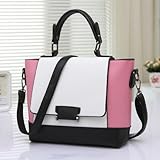 G.G.MAX レディース バイカラー ショルダー バッグ サッチェルバッグ メッセンジャー ハンドバッグ セカンドバッグ 豊富 カラー 女性 流行 トレンド (ピンク)