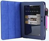 Kindle Fire HD 7インチ用レザーケース ダークブルー藍色【ネットショップ ロガリズム】KF205-Dark Blue