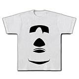 【イースター島からの使者！世界の七不思議グッズ！】かおシリーズ　モアイ像の顔（アゴあり） Tシャツ M