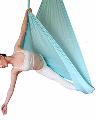 ギグアント(GiGant) 5m×2.8m エアリアルヨガ ハンモック セット 空中ヨガ 反重力 エクササイズ エアロ ヨガ フィットネス 国内正規品 (アクアブルー (薄水色))
