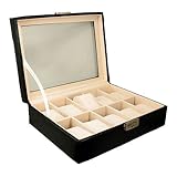 ロック式高級レザー張りウォッチケース(10本収納・腕時計ケース)