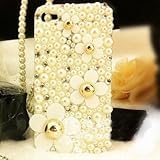 期間限定セール iPhone5 ケース カバー フラワーモチーフ パール  DecoQueenオリジナル商品　ノベルティ付き! ブランド シリコンケース　キラキラ　デコ電　ビーズ ラインストーン  5-0043