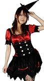 【ハロウィンウィッチ】 編み上げ赤リボン☆帽子付き魔女ワンピ