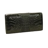 サンタマリア製 高級カイマンクロコダイル 女性用長財布（背鰐HB） ブラック SAW-366-BK