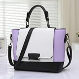 G.G.MAX レディース バイカラー ショルダー バッグ サッチェルバッグ メッセンジャー ハンドバッグ セカンドバッグ 豊富 カラー 女性 流行 トレンド (パープル)