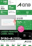 エーワン(A-one) ラベルシール[レーザープリンタ] マット紙・ホワイト A4 12面 四辺余白付 20シート(240片) 28382