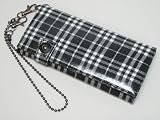 【送料無料】タータンチェックチェーン付きウォレット(長財布)★ブラック