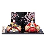 錦彩親王桜雛（蒔絵屏風付）[（男） 11.5cm （女） 11cm] 桃の節句 雛祭り 置物 縁起物 雛人形