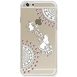 otas iPhone6 カバー ハードケース ポリカーボネイト クリアケース 不思議の国のアリス(ホワイト)+スワロフスキー ライトローズ 888-36138