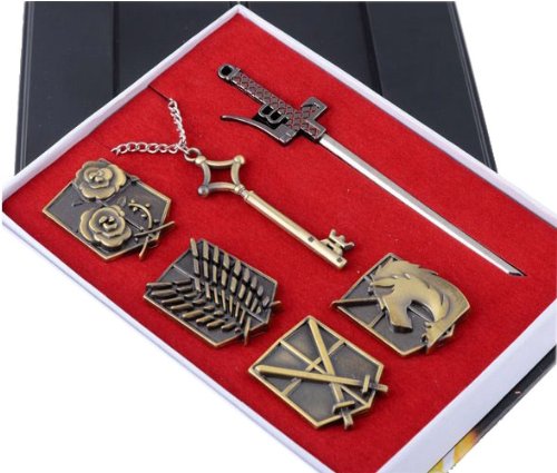 進撃の巨人(しんげきのきょじん、attack on titan)コレクション用バッジ ペンダント 武器 6点セット コスプレ道具 Ruleronline