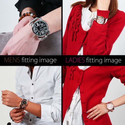 ・メンズ レディース腕時計 アナログ トップリューズ式ビッグフェイス腕時計 ブラック/ステンレス3
