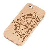 iPhone5 木製ケース  コンパス  （アイフォン5用 リアルウッド 天然木  カバー ジャケット ） 6/7まで
