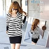 フード付きシンプルボーダーワンピース p11c50706021