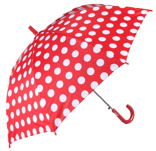 KIDS用ジャンプ傘 透明窓付 親骨55cm コインドット 赤 1192-FRP