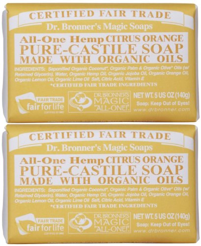 ドクターブロナー Dr.Bronner マジックソープ バー (固形石鹸) 140g シトラスオレンジ