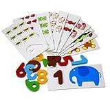【知育玩具】 木製 アルファベット 動物 絵カードパズル 木製文字数字パズル (数字)
