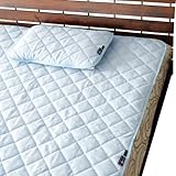 エムール アウトラスト(R) 敷きパッド シングル ひんやり 近江ちぢみ麻 ブルー系