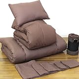 シングル羽根布団9点セット シングルサイズ 【ブラウン色】 無地柄 布団セット