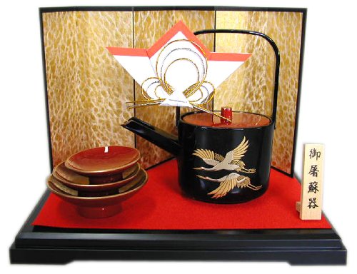 迎春屠蘇器 角台付 ミニ屠蘇揃 鶴絵